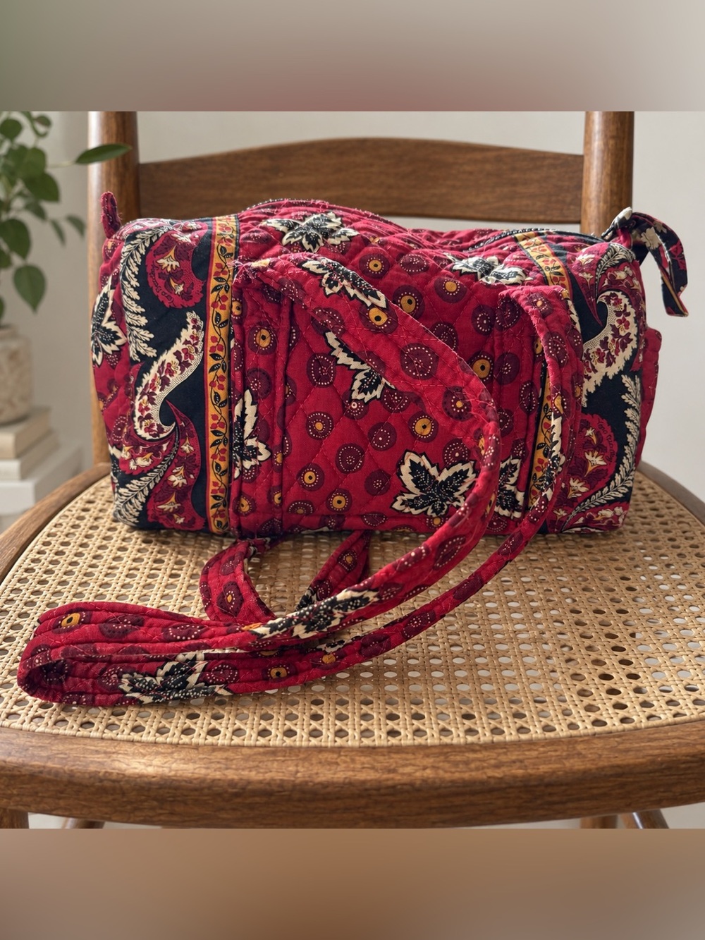 Vintage Vera Bradley Original 100 Red Coin Mini Duffle Handbag 1999